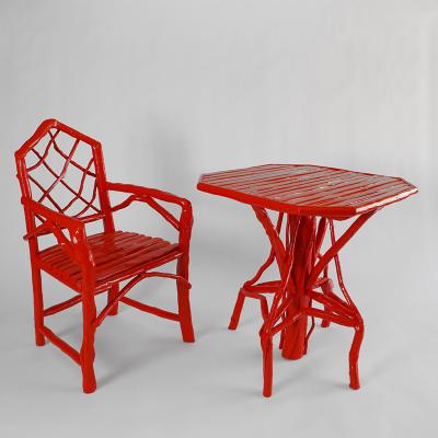 Umberto Pasti RED LACQUER ROOT OCTOGONAL TABLE