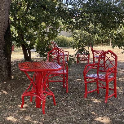 Umberto Pasti RED LACQUER ROOT OCTOGONAL TABLE