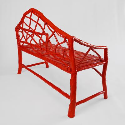 Umberto Pasti RED LACQUER ROOT REGENCY BENCH