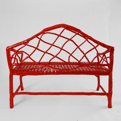 Umberto Pasti RED LACQUER ROOT REGENCY BENCH