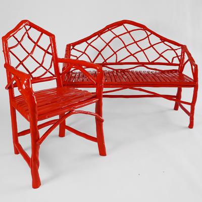 Umberto Pasti RED LACQUER ROOT REGENCY BENCH