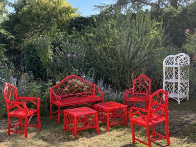Umberto Pasti RED LACQUER ROOT REGENCY BENCH