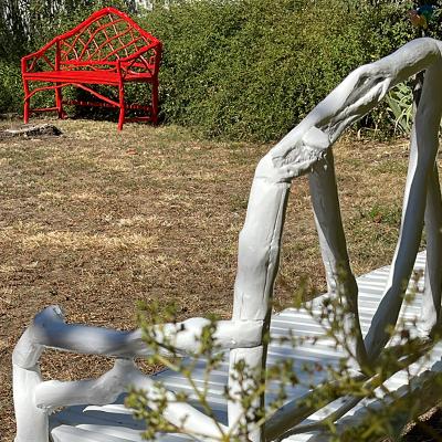 Umberto Pasti RED LACQUER ROOT REGENCY BENCH