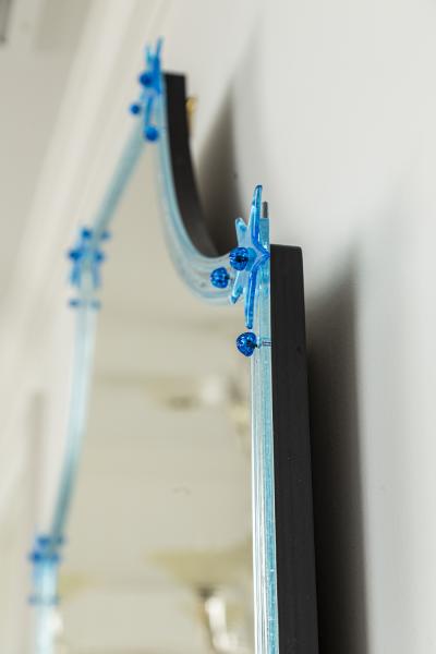 Unique Aquamarine Murano Blown Star Mirror