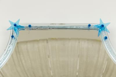 Unique Aquamarine Murano Blown Star Mirror
