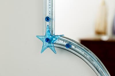Unique Aquamarine Murano Blown Star Mirror