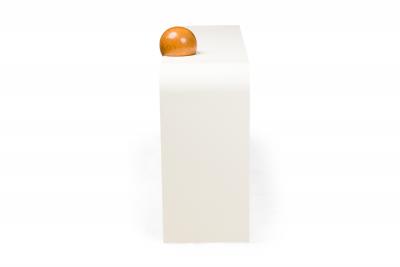 Unique Bespoke White Lacquer Waterfall Edge Console with Sphere Antonio Fortuna