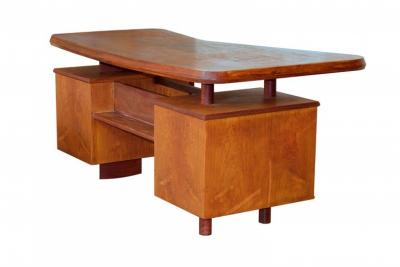 Unique French Modern Solid Rosewood Desk Pierre Chapo 1950s