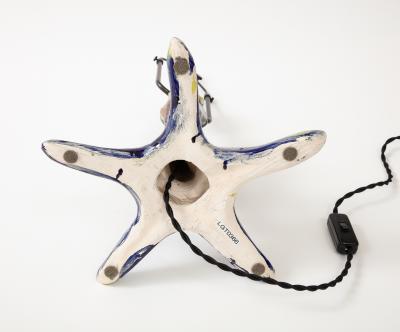 Unique Glazed Ceramic Table Lamp in the Shape of a Seahorse France 20th C