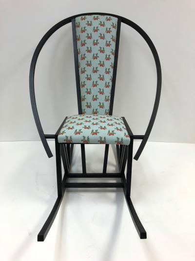 Unique Japanese Rocking Chair with a Black Lacquered Oak Frame
