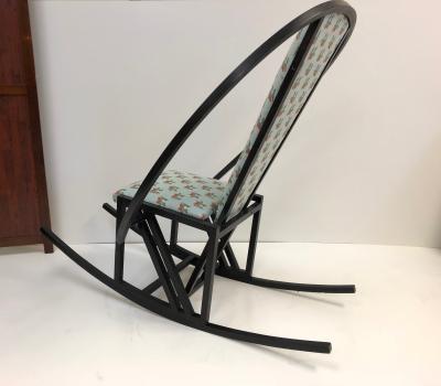 Unique Japanese Rocking Chair with a Black Lacquered Oak Frame
