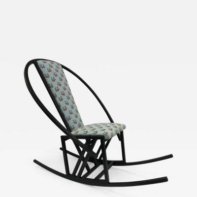 Unique Japanese Rocking Chair with a Black Lacquered Oak Frame