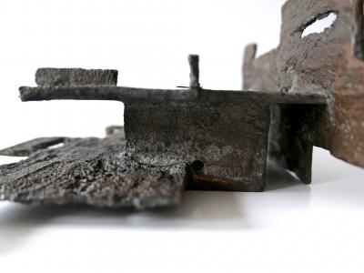 Unique Large Mid Century Modern City Brutalist Bronze Wall Clock 1960s