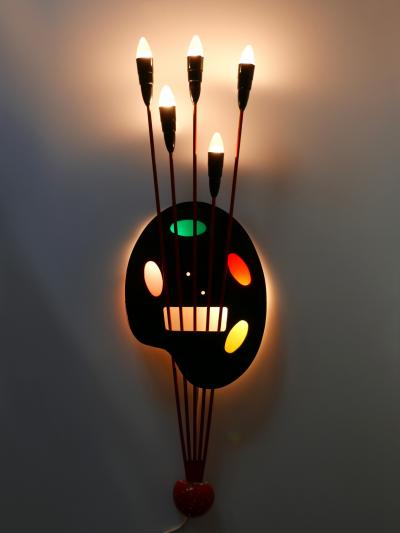 Unique Mid Century Modern Wall Fixture or Light Object Painting Board 1950s