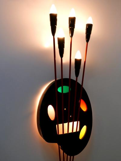 Unique Mid Century Modern Wall Fixture or Light Object Painting Board 1950s