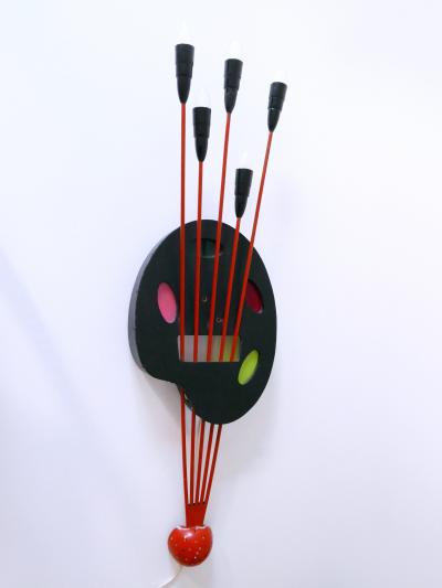 Unique Mid Century Modern Wall Fixture or Light Object Painting Board 1950s