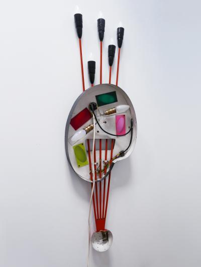 Unique Mid Century Modern Wall Fixture or Light Object Painting Board 1950s