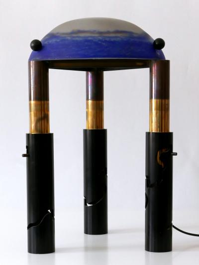 Unique Monumental Adjustable Solid Brass and Glass Table or Floor Lamp 1980s