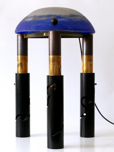 Unique Monumental Adjustable Solid Brass and Glass Table or Floor Lamp 1980s