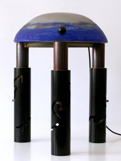 Unique Monumental Adjustable Solid Brass and Glass Table or Floor Lamp 1980s