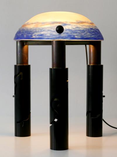 Unique Monumental Adjustable Solid Brass and Glass Table or Floor Lamp 1980s
