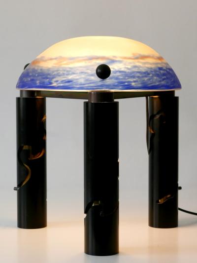 Unique Monumental Adjustable Solid Brass and Glass Table or Floor Lamp 1980s