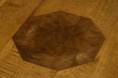 Unique Octagonal Coffee Table in Solid Oak with End Grain Wood 1950s