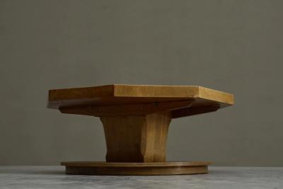 Unique Octagonal Coffee Table in Solid Oak with End Grain Wood 1950s