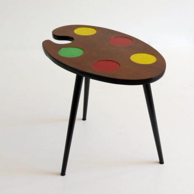 Unique Original Italian Palette Walnut Coffee Table 1950