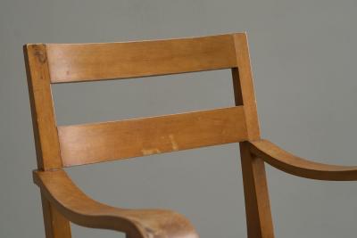 Unique Oscar Degeyter Armchair in Solid Wood and Rush Belgium 1942