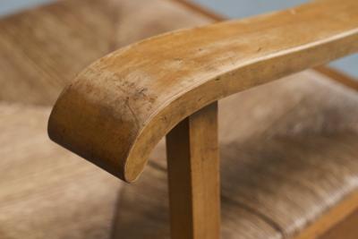 Unique Oscar Degeyter Armchair in Solid Wood and Rush Belgium 1942