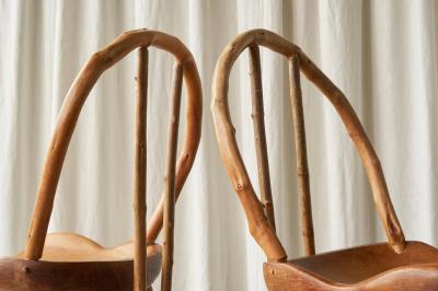 Unique Pair of Richard Lee Bathsheba Side Chairs in Oak and Hazel UK 1994