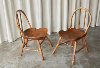 Unique Pair of Richard Lee Bathsheba Side Chairs in Oak and Hazel UK 1994