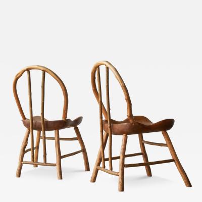 Unique Pair of Richard Lee Bathsheba Side Chairs in Oak and Hazel UK 1994