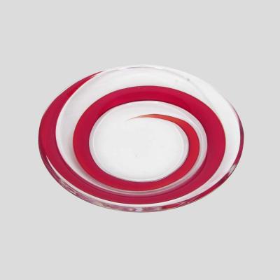 Unique Red spiral deco blown Murano glass bowl