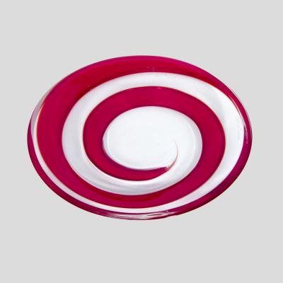 Unique Red spiral deco blown Murano glass bowl