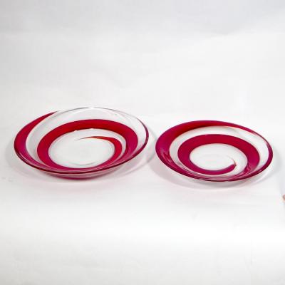 Unique Red spiral deco blown Murano glass bowl