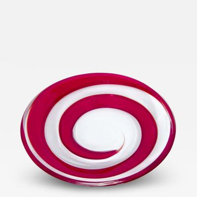 Unique Red spiral deco blown Murano glass bowl