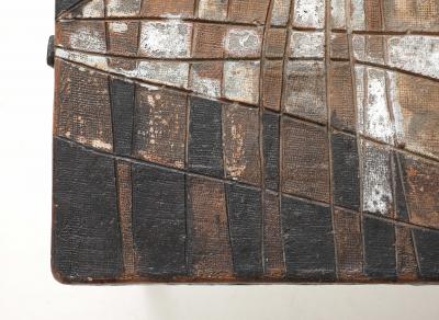 Unique Scored Ceramic French Coffee Table In Earth Tones France c 1960