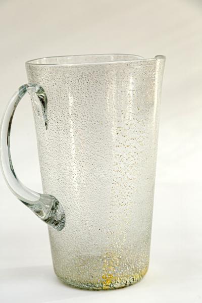 Unique Set Of 8 Modern Italian Murano Silver Blown Cups With Carafe