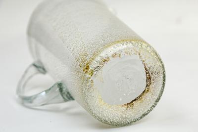 Unique Set Of 8 Modern Italian Murano Silver Blown Cups With Carafe