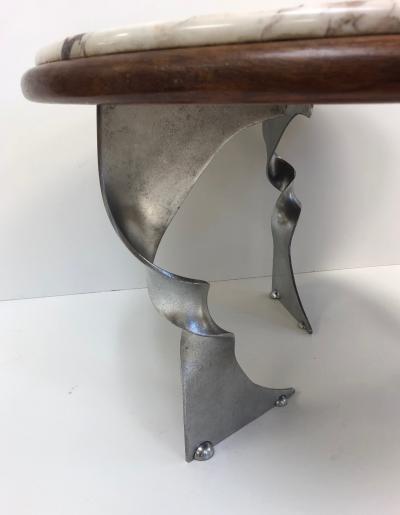 Unique Steel Base and Marble Top Coffee Table