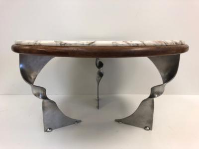 Unique Steel Base and Marble Top Coffee Table