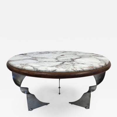 Unique Steel Base and Marble Top Coffee Table