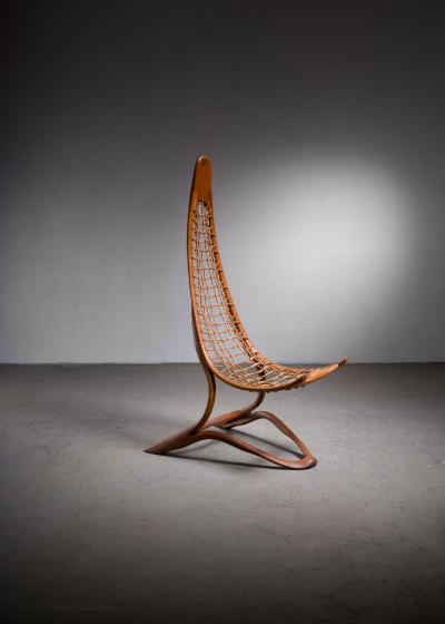 Unique Tall 161 cm 63 4 inch Oak and Rope American Studio Craft Chair 1960s