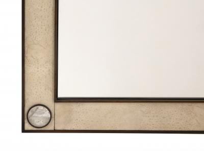 Unique mirror with a parchemin gauffr frame and rock crystals inserts 
