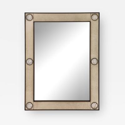 Unique mirror with a parchemin gauffr frame and rock crystals inserts 