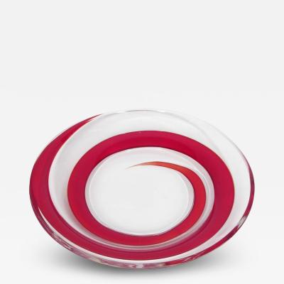 Unique spiral deco blown Murano glass bowl