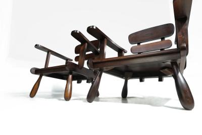 Uniquely Sculptural Pair of Brazilian Modern Rosewood Lounge Chairs