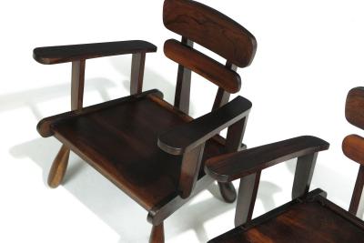 Uniquely Sculptural Pair of Brazilian Modern Rosewood Lounge Chairs